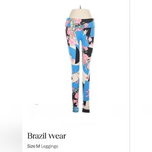 Brazil Wear Size 8 Floral Print Leggings - Blue and Pink